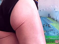 Borrowed Swimsuit Masturbation in Pool