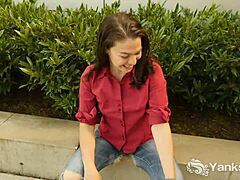 Cute Lilith masturbates to climax in bathroom solo