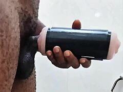 My girlfriend wasn't around, so I helped myself with huge cock!