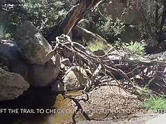 Hey, watch this blonde couple sucking and swallowing cum on a public hiking trail deepthroat style