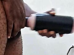 My girlfriend wasn't around, so I helped myself with huge cock!