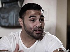 Beautiful glam teen drilled in taboo threeway