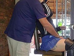 Hot blonde cheats and squirts in the gym.