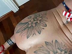 brutal deepthroat from muscular tattooed milf bodybuilder leads to squirting anal and big ass pounding 😱