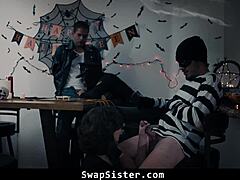 Stepsisters Serena Santos and Leana Lovings play Ouija with stepbrothers, leading to swapsister orgy! 👻🔥