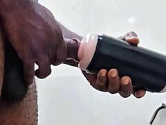 My girlfriend wasn't around, so I helped myself with huge cock!