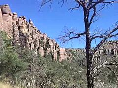 Hey, watch this blonde couple sucking and swallowing cum on a public hiking trail deepthroat style