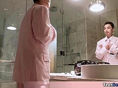 nikki the porn night virgin gets flat chested petite brunette blowjob and romantic fuck with enjoyment