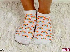 Omg, this teen 18+ is super hot on the sofa getting massaged by daddy