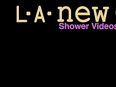 radiant teen blonde takes a refreshing shower after photoshoot