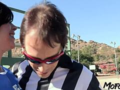 I watched black haired cheerleader deepthroat rough cock from daddy, getting wet orgasm and cum in mouth on mofozo com