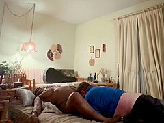Homemade ebony ass gets interracial pounding in bedroom pov