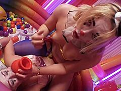 Gia Teaser in anal threesome with clowns