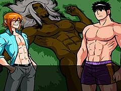 oh man these gay friends are going at it with juicy handjobs and hard blowjobs in this anime game animation 😈