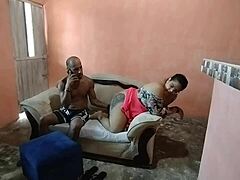 Cheating husband, fuck your sister-in-law's big ebony ass on the couch while wife's away