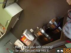 this adorable petite russian brunette gets horny for blowjob and cumshot in casual story