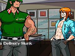 oh man these gay friends are going at it with juicy handjobs and hard blowjobs in this anime game animation 😈