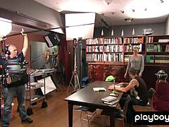 Amateur blonde babe nicole in glasses studies quietly in the library