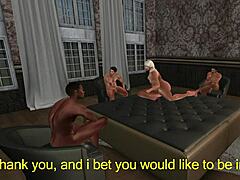 Intense group gangbang with multiple partners banging hard.