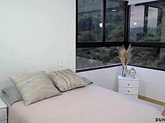 Gymrats perform ball licking workout