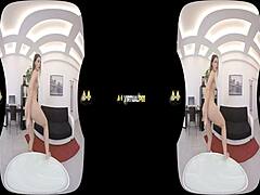 virtualpee - dildo loving brunette splashes herself with piss