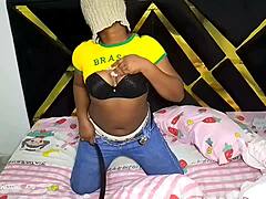 horny ebony girl masturbates her curvy big ass and chubby body!