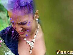 Golden Shower Lesbian In Stockings Toyed With Outdoor Fingering Fetish