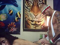 Behind the scenes, glasses cam first timer Sexxxy Skinny Model feels the Italian pound machine! 😏