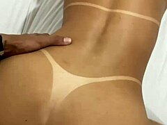 A young nymph suffers intensely on the well-endowed guy's massive cock in this amateur encounter, enduring every thrust with raw passion.