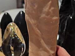 Large sextoy anal fuck for a redhead slut