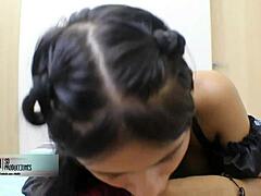 Latina bends over for stepbrother's deepthroat and doggystyle creampie