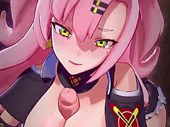 Nicole says, 'Let me give you a titjob with my big tits'