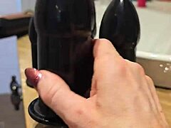 Large sextoy anal fuck for a redhead slut