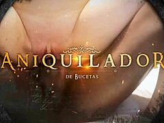 Big cock in Rebeca Villar's shaved asshole on New Year's