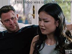 Tiny asian teen tries bdsm bondage with bestie and boyfriend in group cunilingus fetish action.