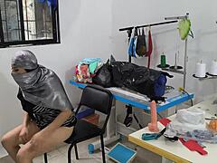 Beautiful Indian Seamstress Feels Pleasure Masturbating In Workshop