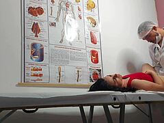 ginecologista gets rough and dirty with brazilian patient in kinky exam. he fingers ass and fucks tight juicy pussy hard.