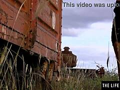 i masturbate clit in abandoned railroad car, big nipples