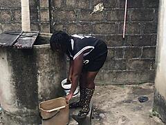 BBW Amateur Squirts During Big Black Cock Creampie Doggy