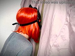 Ginger amateur teases gloryhole blowjob