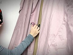 Ginger amateur teases gloryhole blowjob