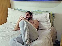 swapping football for a tasty creampie with muscular bodybuilder riding and assfucking to orgasm