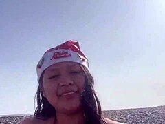 Valentina fucked me on the beach after the christmas party!