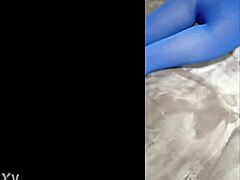 Sexy pantyhose and blue high heels!