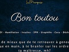 French femdom gives jerk off instructions to good boy