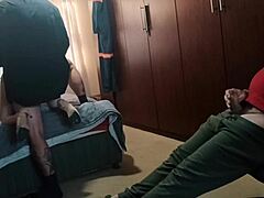 My stepdad and his friend are going to fuck me at once in the bedroom.