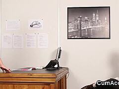 She gets her face covered in cum and swallows it all