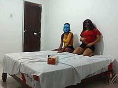 My girlfriend brought her best friend to learn how to give intense blowjobs at home