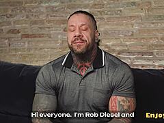 Tatted brunette deepthroats and licks ass before getting shaved pussy rimmed