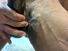 I wake up stroking my big black cock in sheer red, thinking of you watching me cum swap